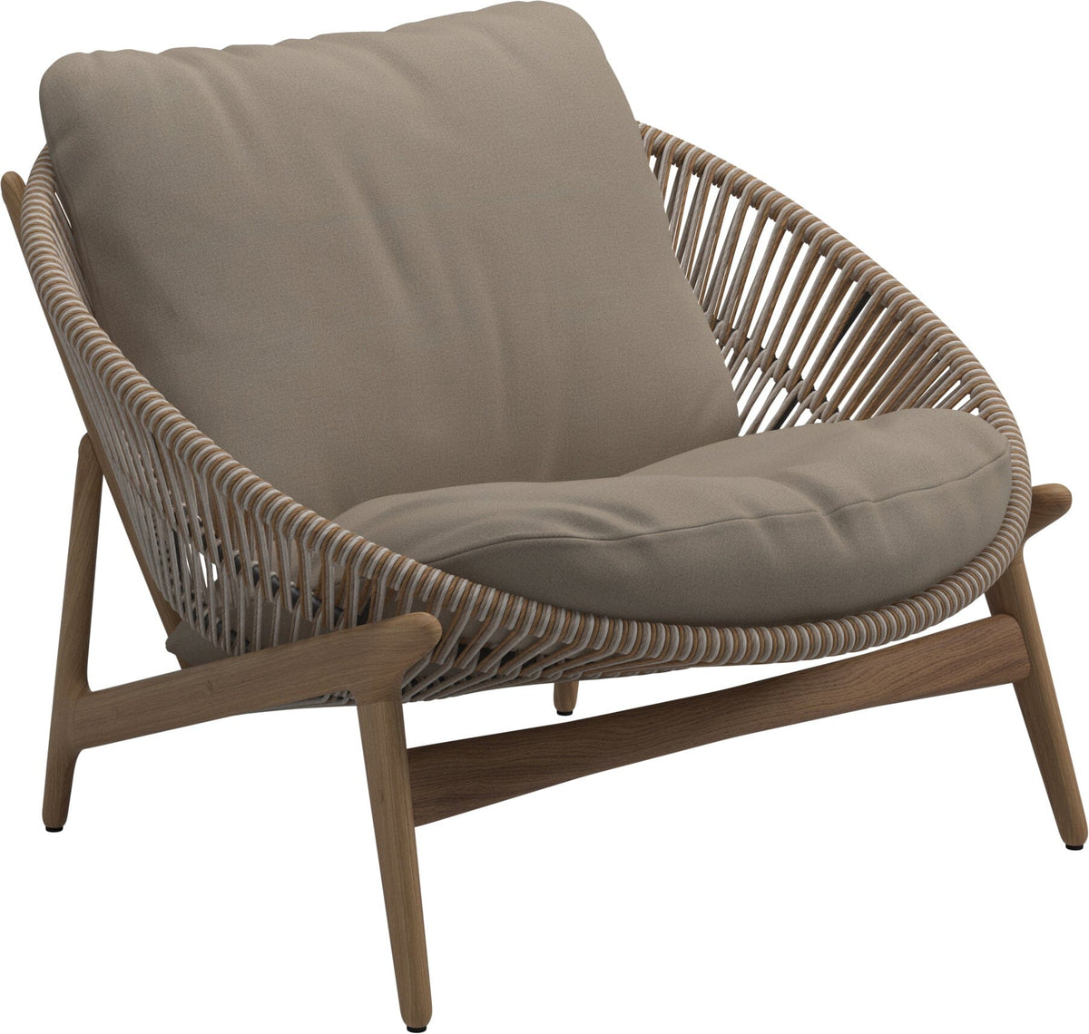Gloster Bora Fauteuil bas Lounge Teck / Wicker Sorrel Grade B (WR) Blend Sand 0147