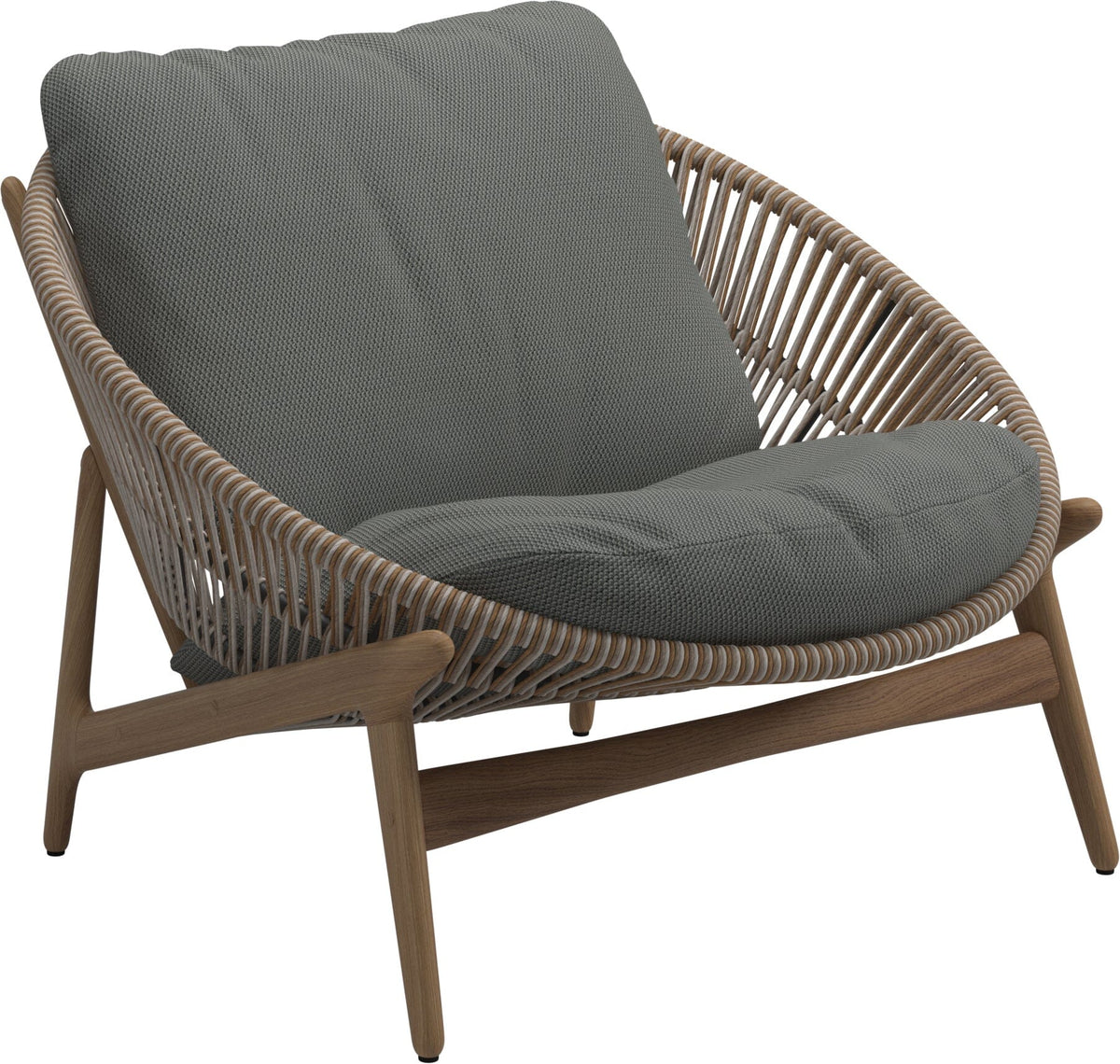 Gloster Bora Fauteuil bas Lounge Teck / Wicker Sorrel Grade C (OP) Lopi Charcoal 0132