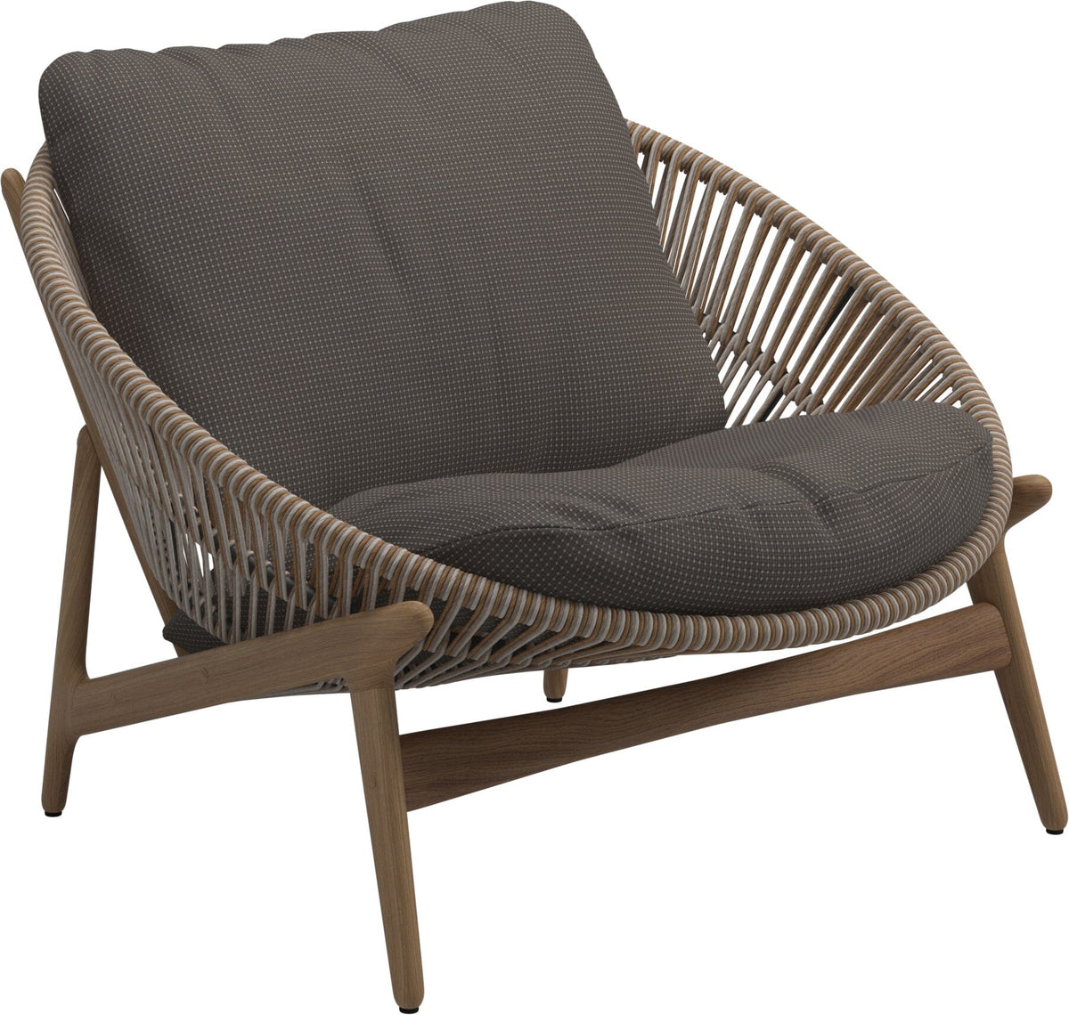 Gloster Bora Fauteuil bas Lounge Teck / Wicker Sorrel Grade C (OP) Robben Charcoal 0083