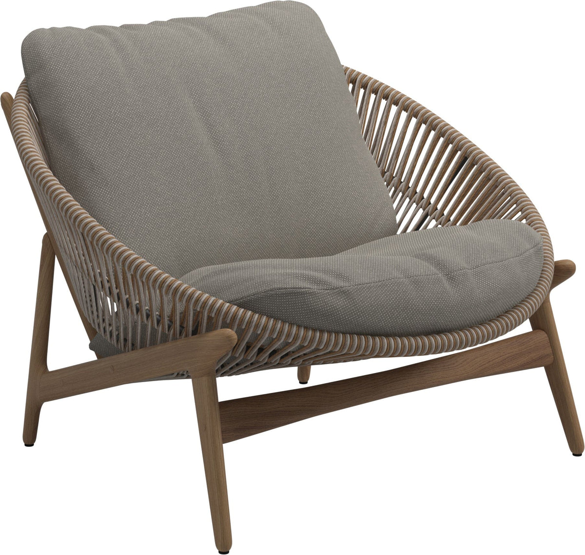 Gloster Bora Fauteuil bas Lounge Teck / Wicker Sorrel Grade C (OP) Robben Grey 0085