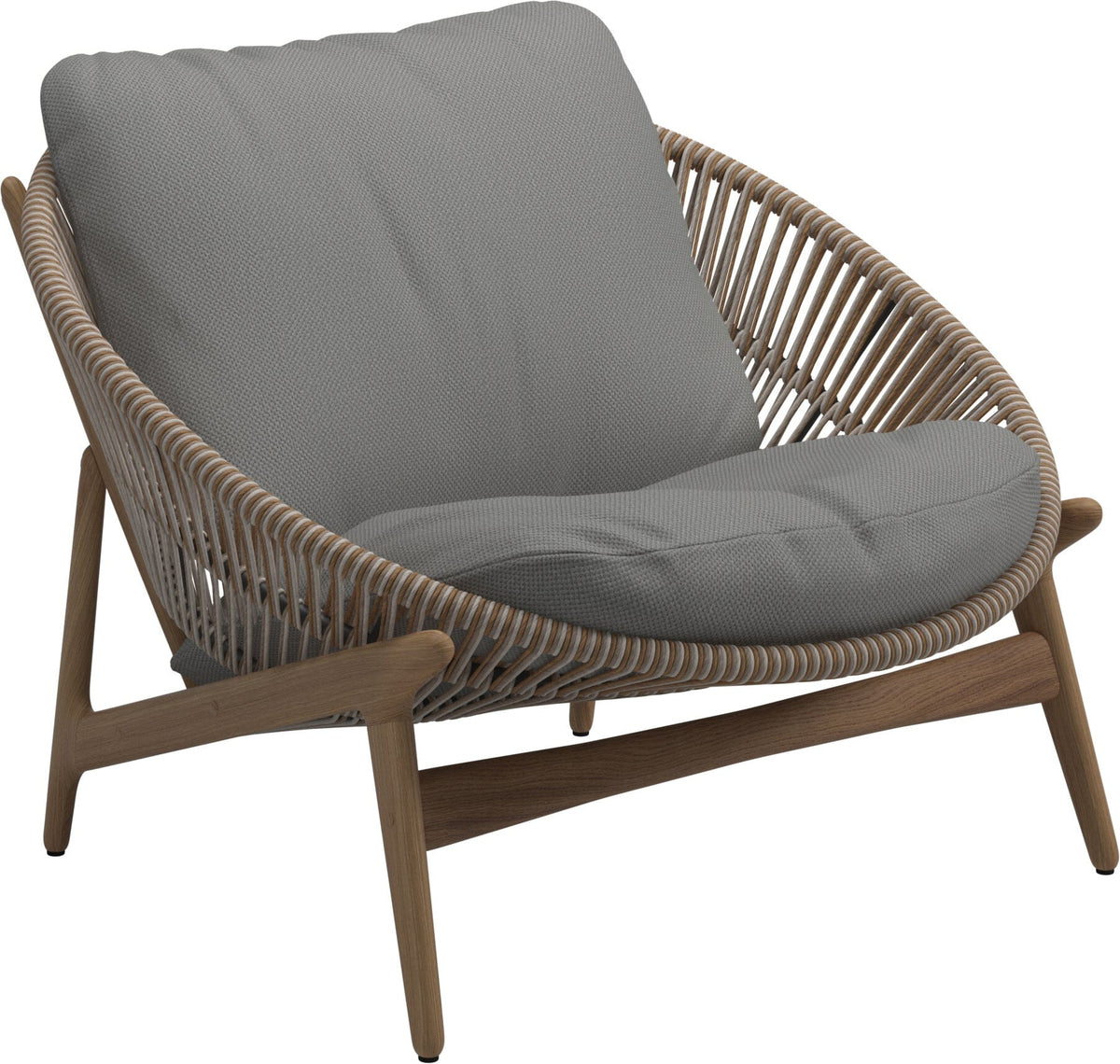 Gloster Bora Fauteuil bas Lounge Teck / Wicker Sorrel Grade D (ST) Dot Putty 0156