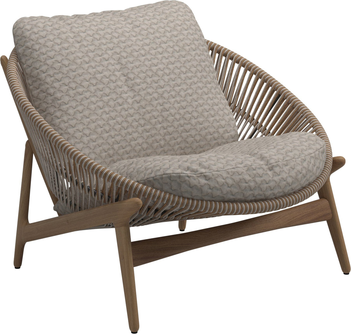 Gloster Bora Fauteuil bas Lounge Teck / Wicker Sorrel Grade D (ST) Wave Buff 0125