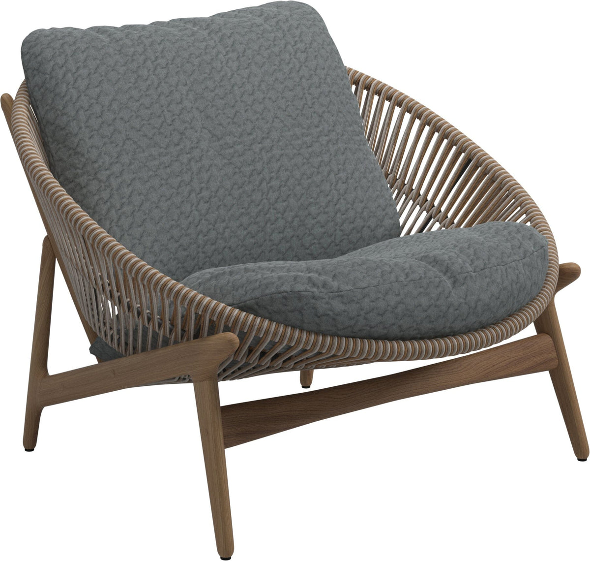 Gloster Bora Fauteuil bas Lounge Teck / Wicker Sorrel Grade D (ST) Wave Gravel 0159