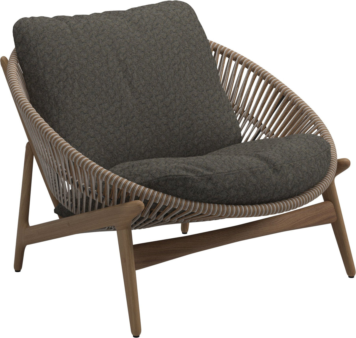 Gloster Bora Fauteuil bas Lounge Teck / Wicker Sorrel Grade D (ST) Wave Quarry 0126