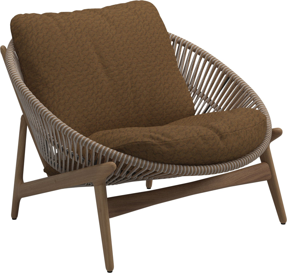 Gloster Bora Fauteuil bas Lounge Teck / Wicker Sorrel Grade D (ST) Wave Russet 0127