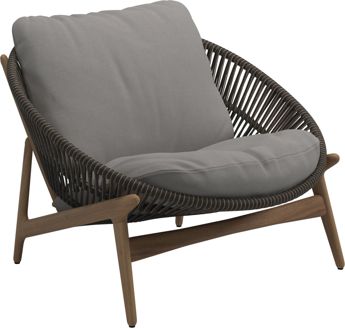 Gloster Bora Fauteuil bas Lounge Teck / Wicker Umber Grade B (OP) Fife Canvas Grey 0032