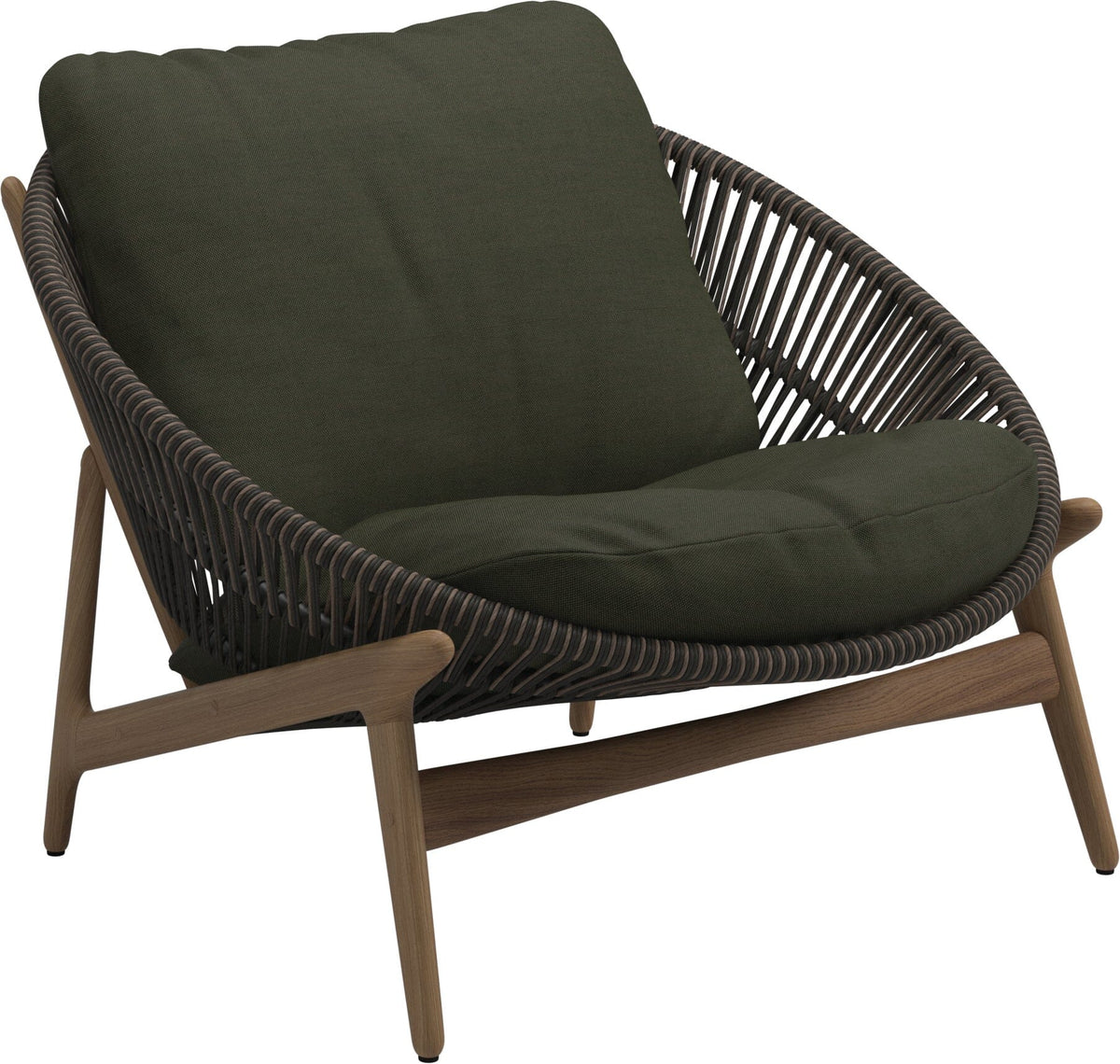 Gloster Bora Fauteuil bas Lounge Teck / Wicker Umber Grade B (OP) Fife Olive 0041