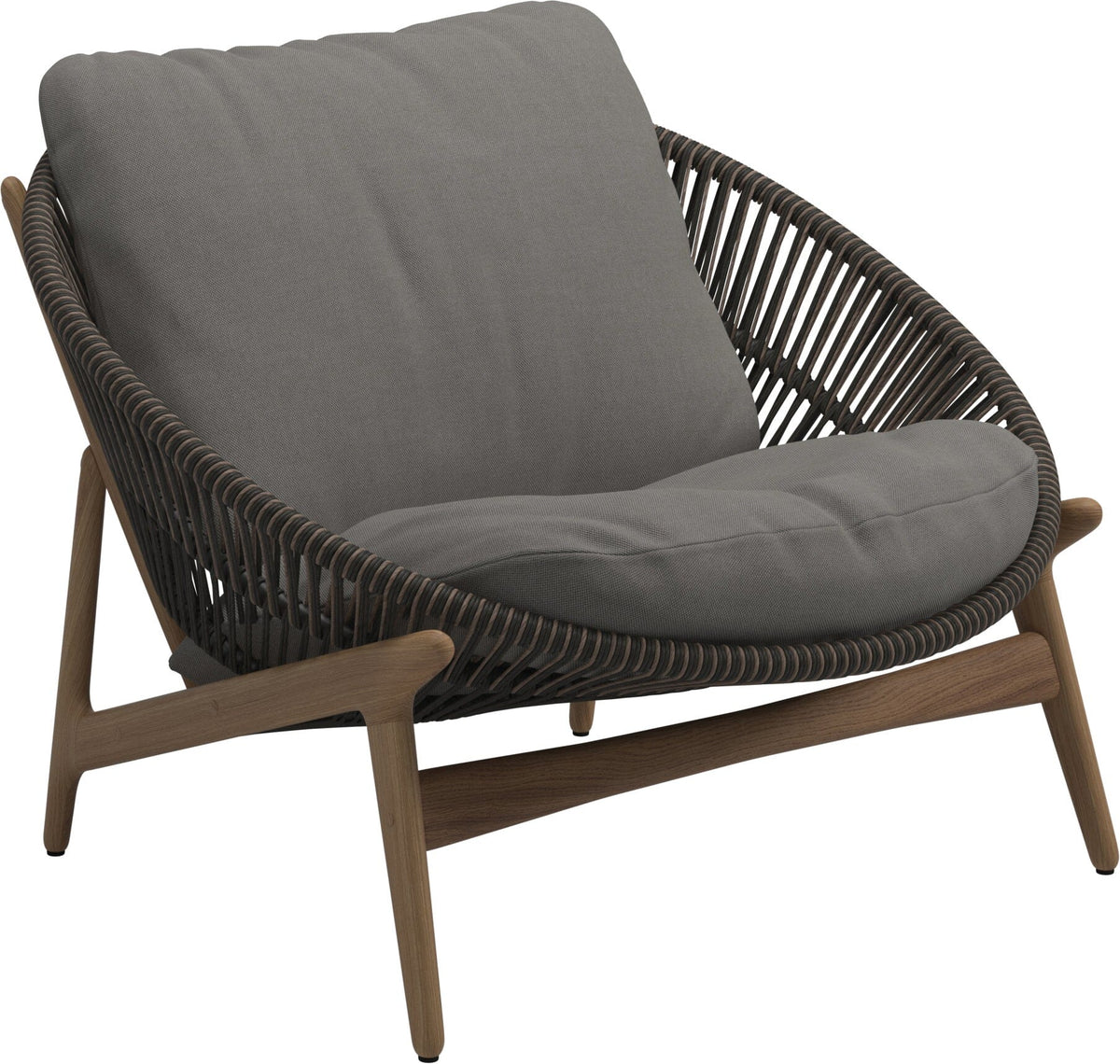 Gloster Bora Fauteuil bas Lounge Teck / Wicker Umber Grade B (OP) Fife Rainy Grey 0044