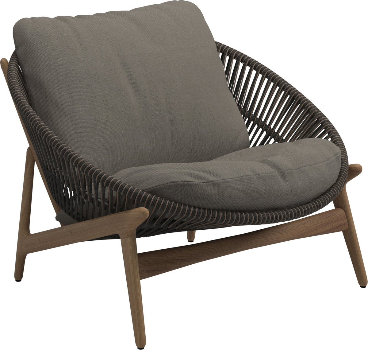Gloster Bora Fauteuil bas Lounge Teck / Wicker Umber Grade B (OP) Fife Vesterhav Sand 0048