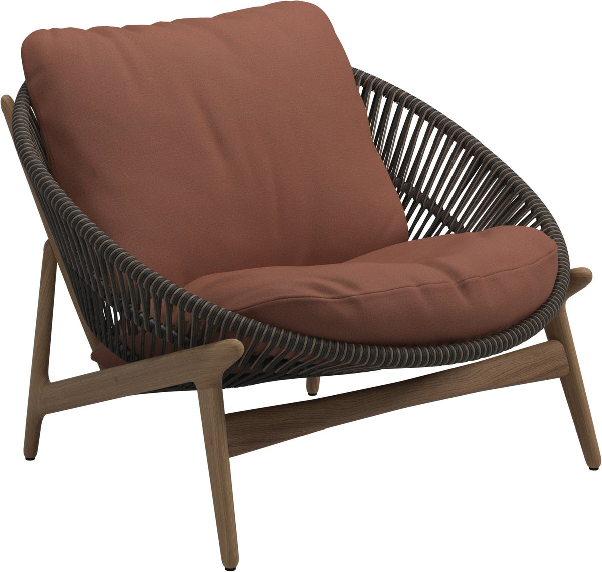 Gloster Bora Fauteuil bas Lounge Teck / Wicker Umber Grade B (WR) Blend Clay 0143