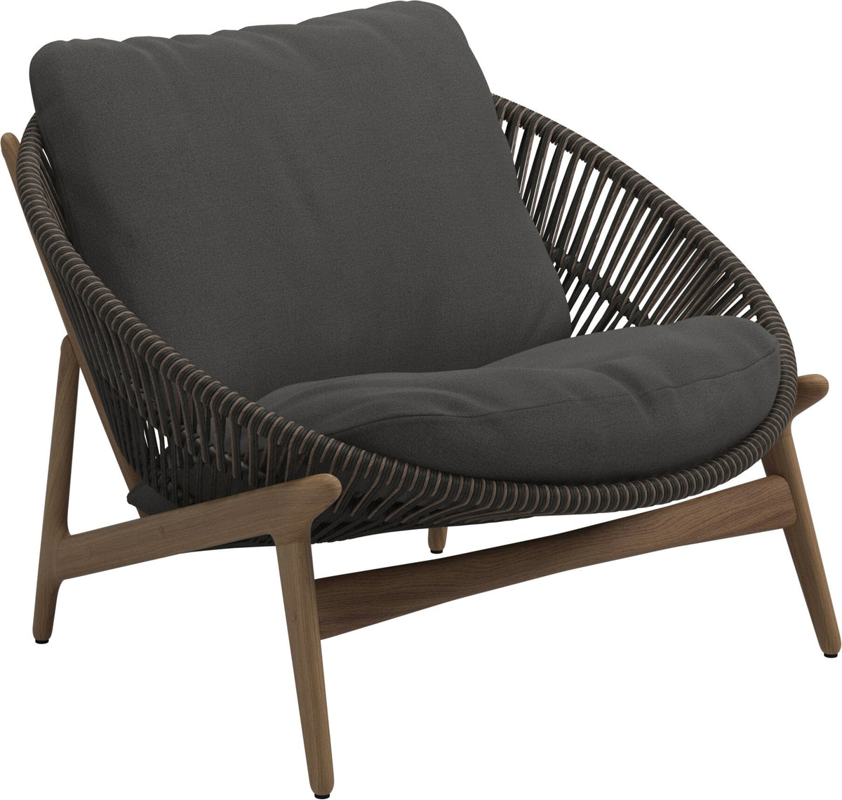 Gloster Bora Fauteuil bas Lounge Teck / Wicker Umber Grade B (WR) Blend Coal 0144