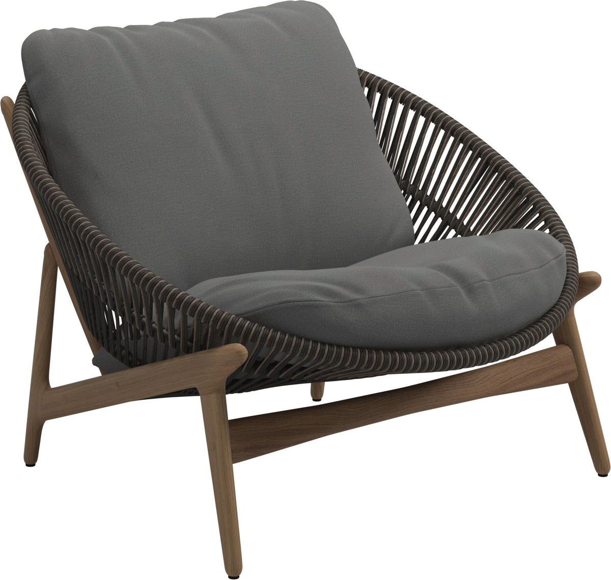 Gloster Bora Fauteuil bas Lounge Teck / Wicker Umber Grade B (WR) Blend Fog 0145