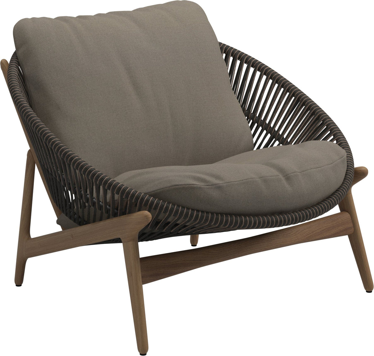 Gloster Bora Fauteuil bas Lounge Teck / Wicker Umber Grade B (WR) Blend Latte 203