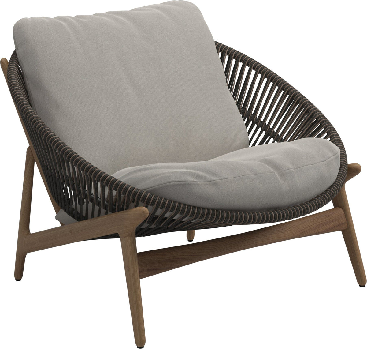 Gloster Bora Fauteuil bas Lounge Teck / Wicker Umber Grade B (WR) Blend Linen 0146