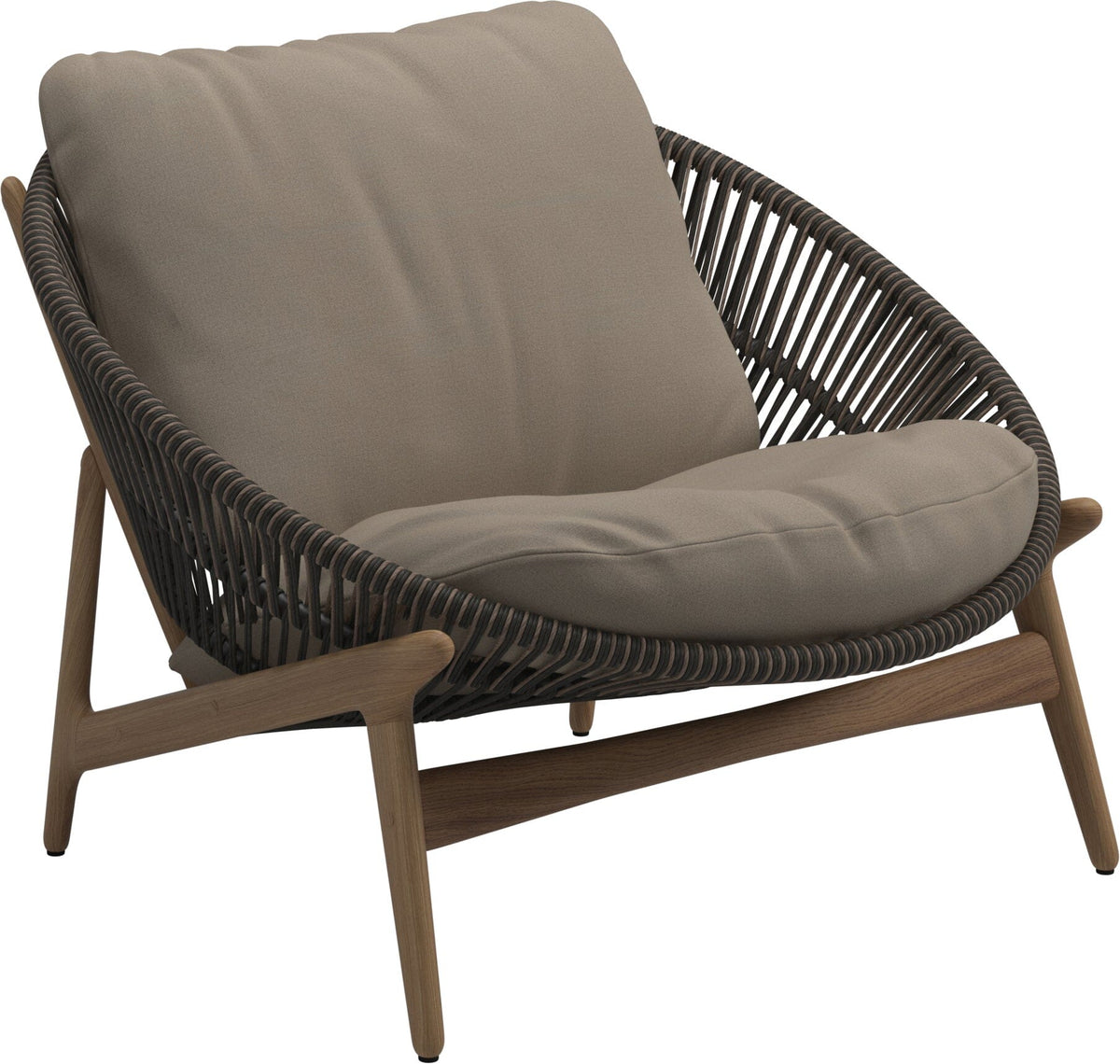 Gloster Bora Fauteuil bas Lounge Teck / Wicker Umber Grade B (WR) Blend Sand 0147
