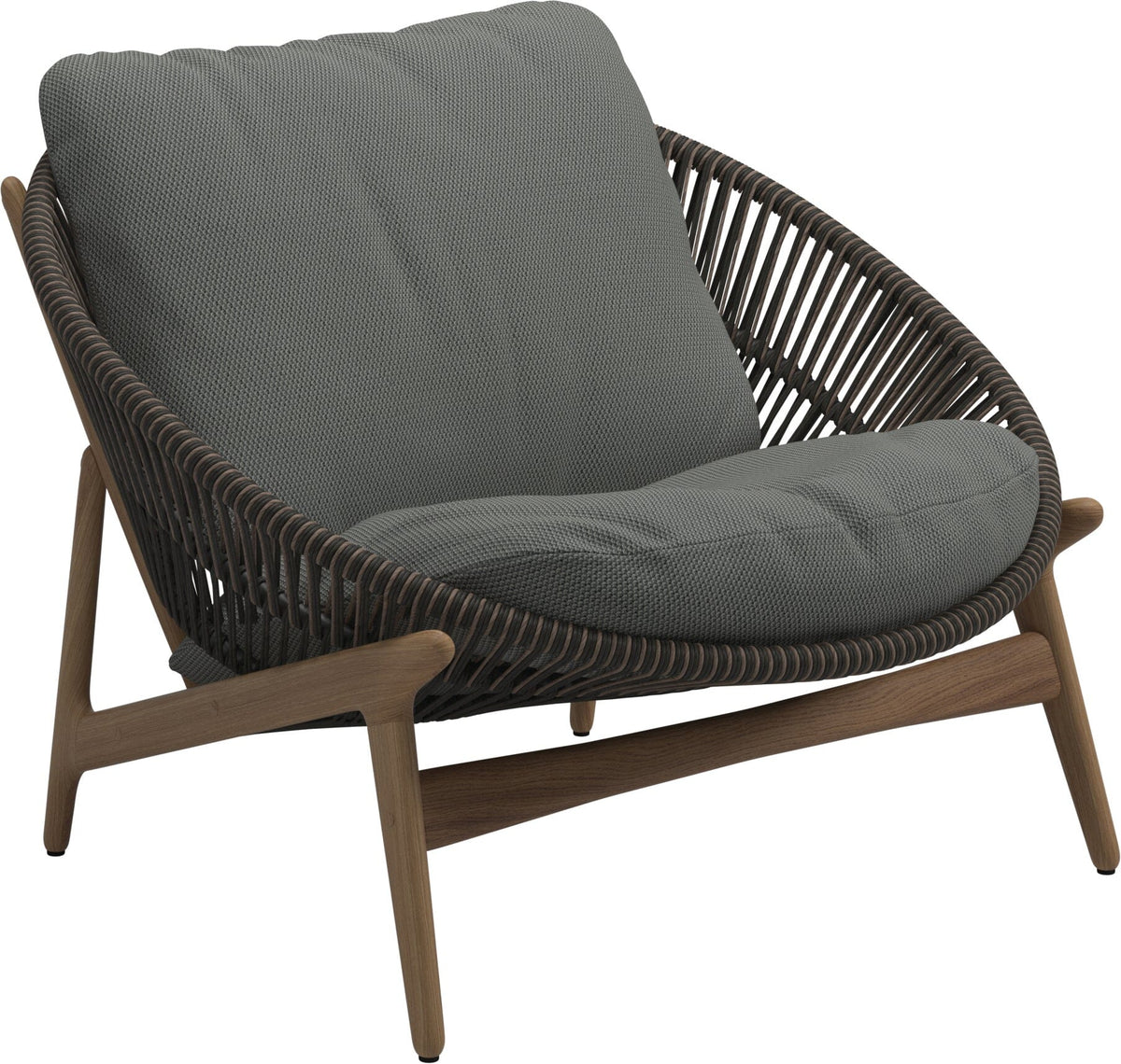 Gloster Bora Fauteuil bas Lounge Teck / Wicker Umber Grade C (OP) Lopi Charcoal 0132