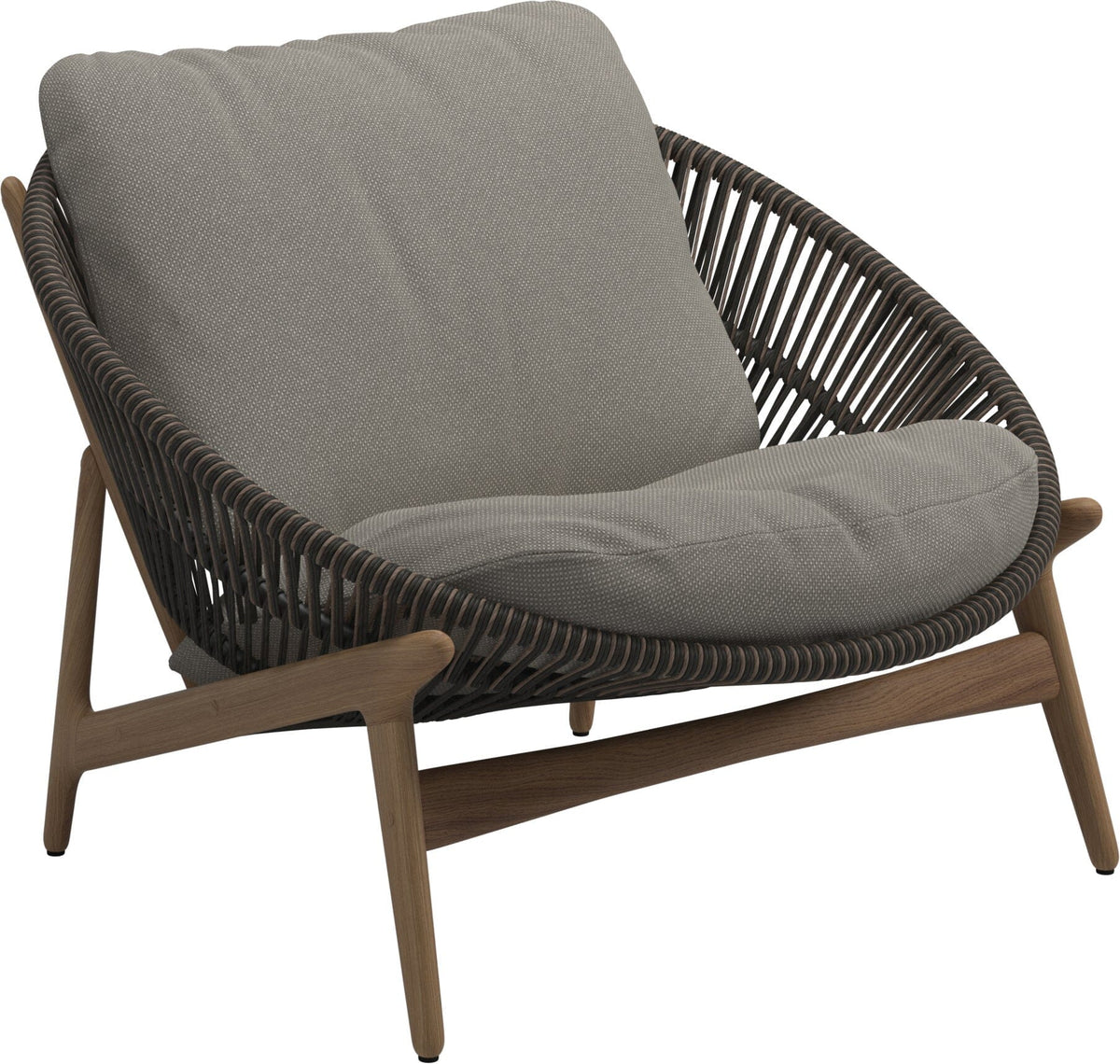 Gloster Bora Fauteuil bas Lounge Teck / Wicker Umber Grade C (OP) Robben Grey 0085
