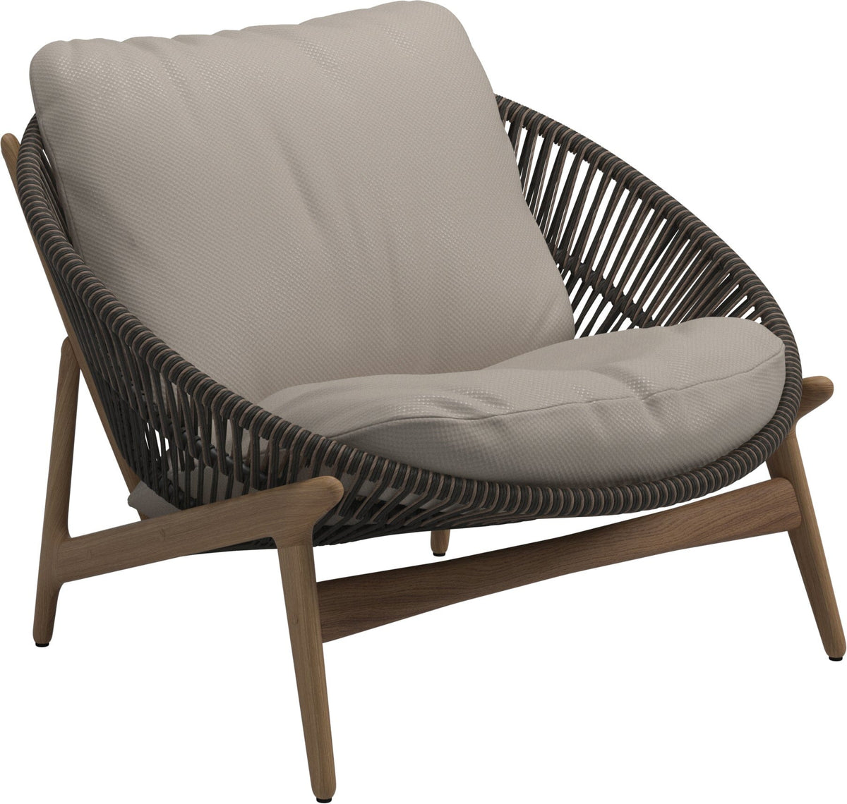 Gloster Bora Fauteuil bas Lounge Teck / Wicker Umber Grade D (ST) Dot Oyster 0117