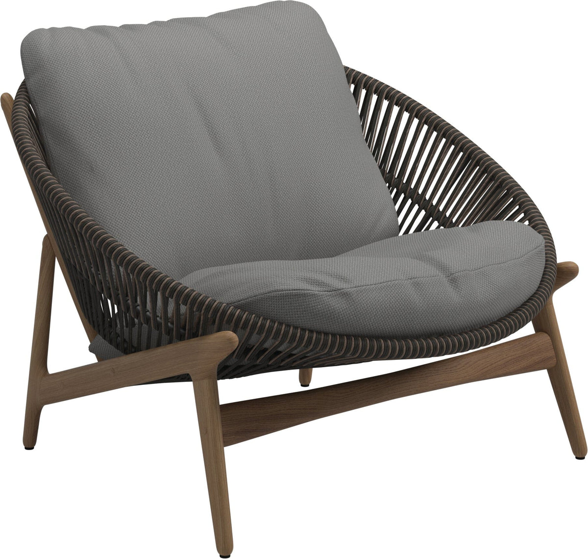 Gloster Bora Fauteuil bas Lounge Teck / Wicker Umber Grade D (ST) Dot Putty 0156