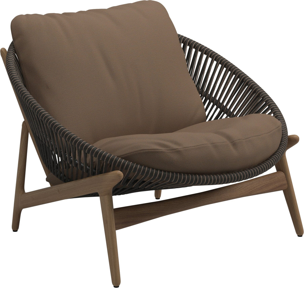 Gloster Bora Fauteuil bas Lounge Teck / Wicker Umber Grade D (ST) Ravel Ginger 0119
