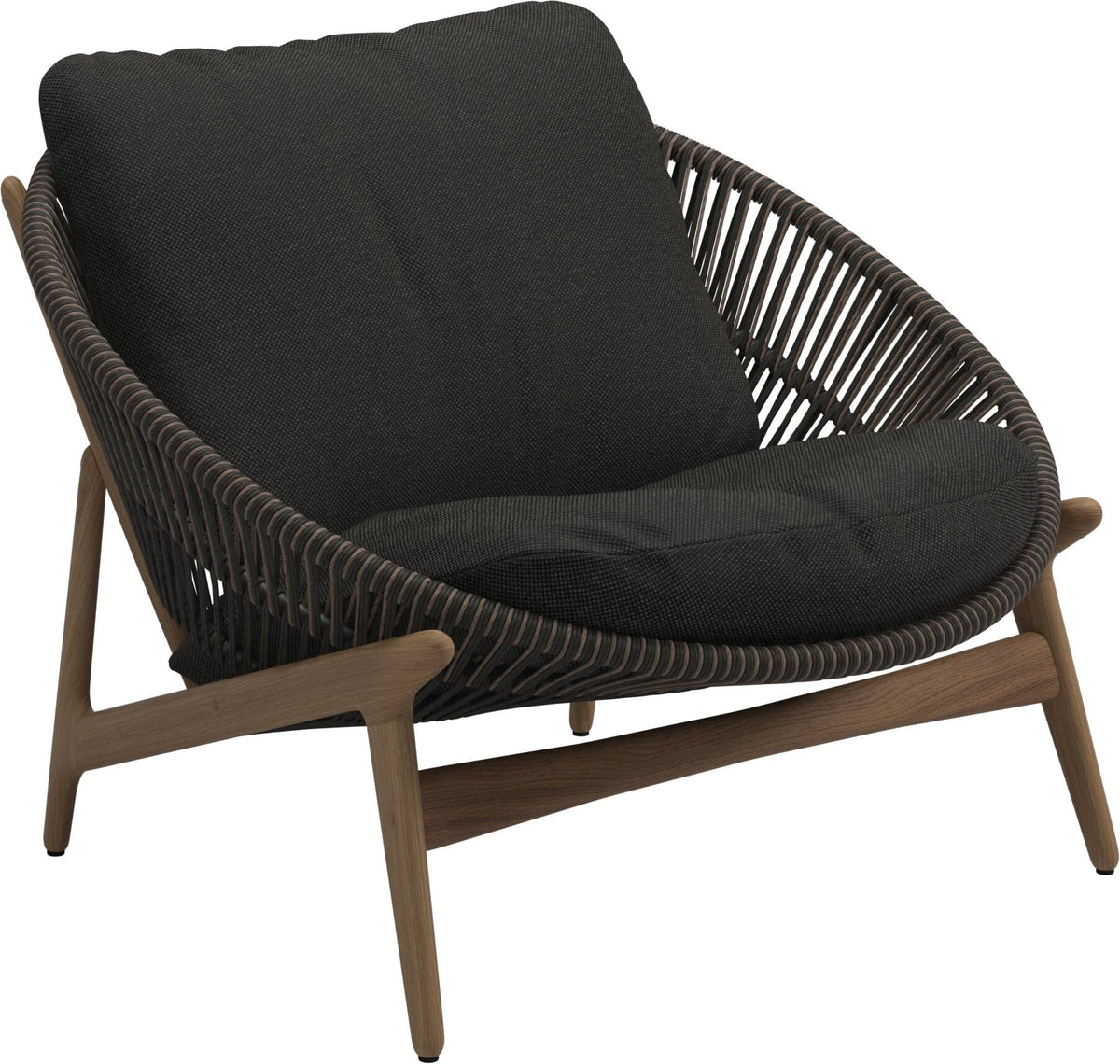 Gloster Bora Fauteuil bas Lounge Teck / Wicker Umber Grade D (ST) Ravel Sable 0120
