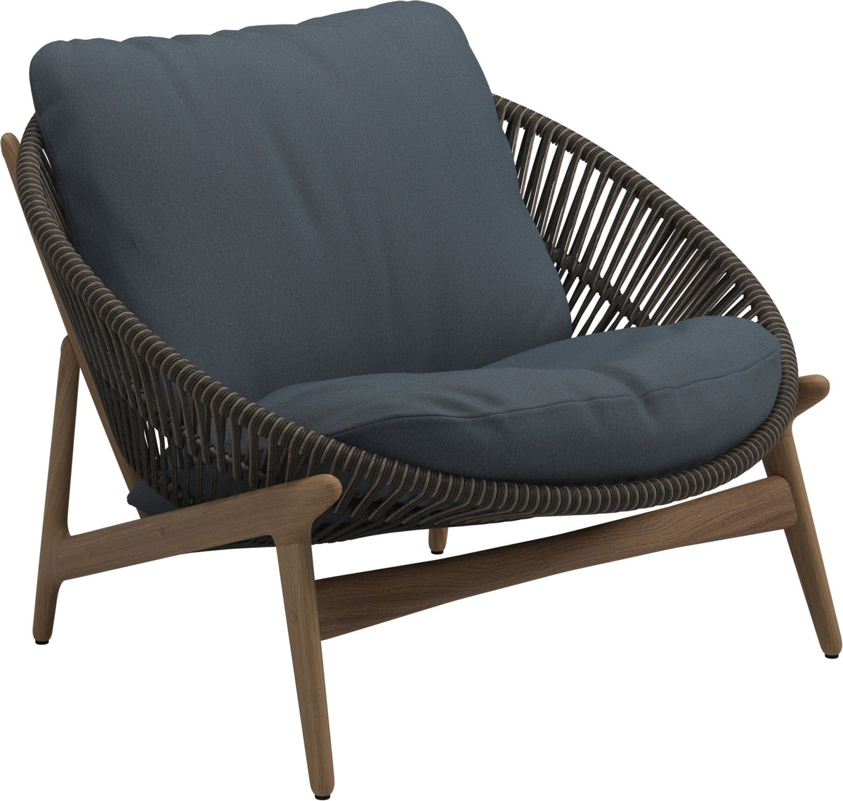 Gloster Bora Fauteuil bas Lounge Teck / Wicker Umber Grade D (ST) Tuck Denim 0157