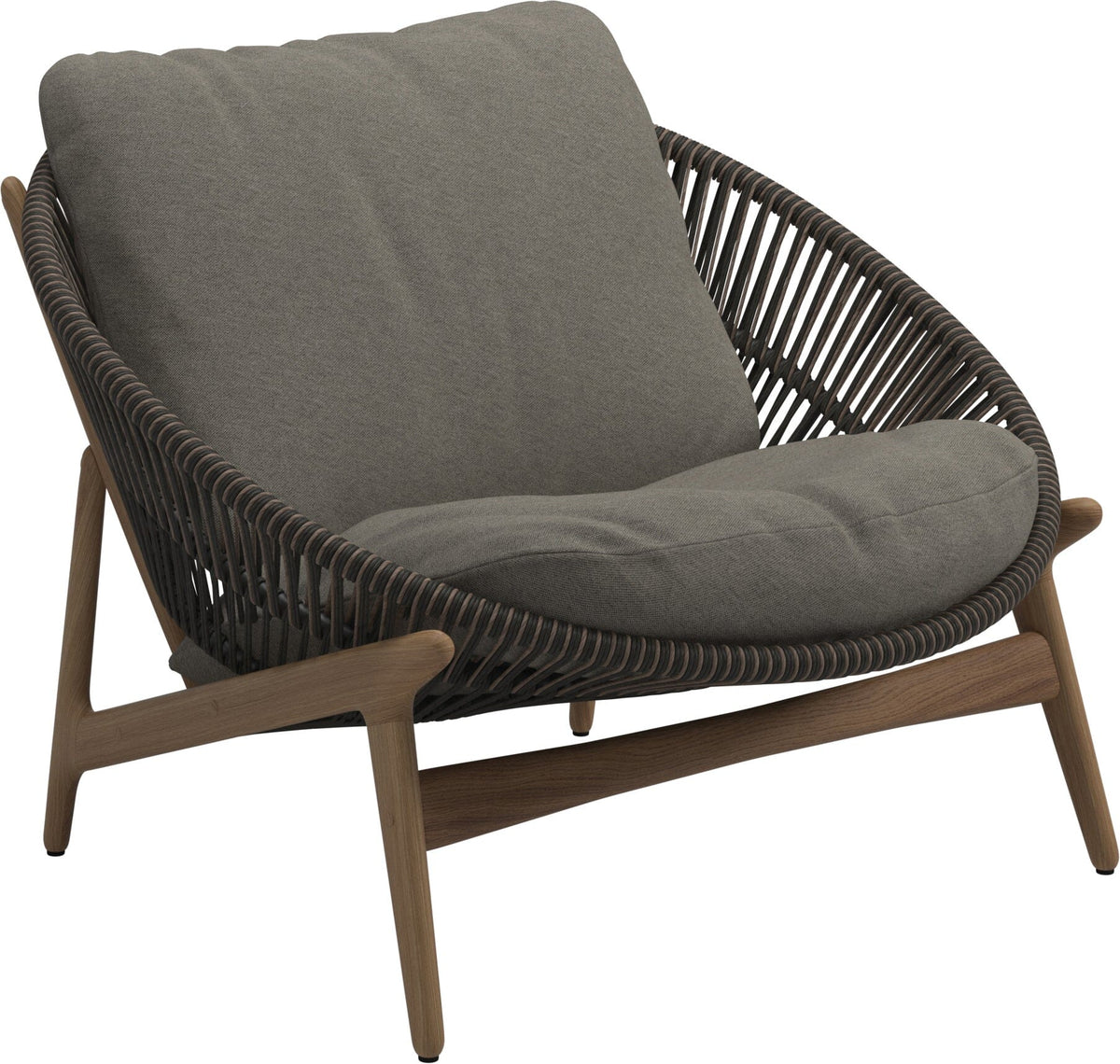 Gloster Bora Fauteuil bas Lounge Teck / Wicker Umber Grade D (ST) Tuck Truflfle 0124