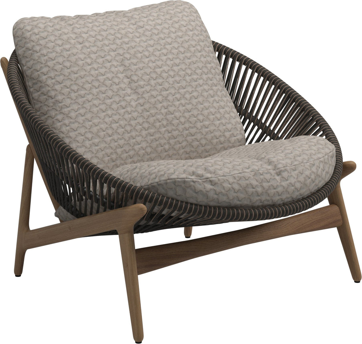 Gloster Bora Fauteuil bas Lounge Teck / Wicker Umber Grade D (ST) Wave Buff 0125