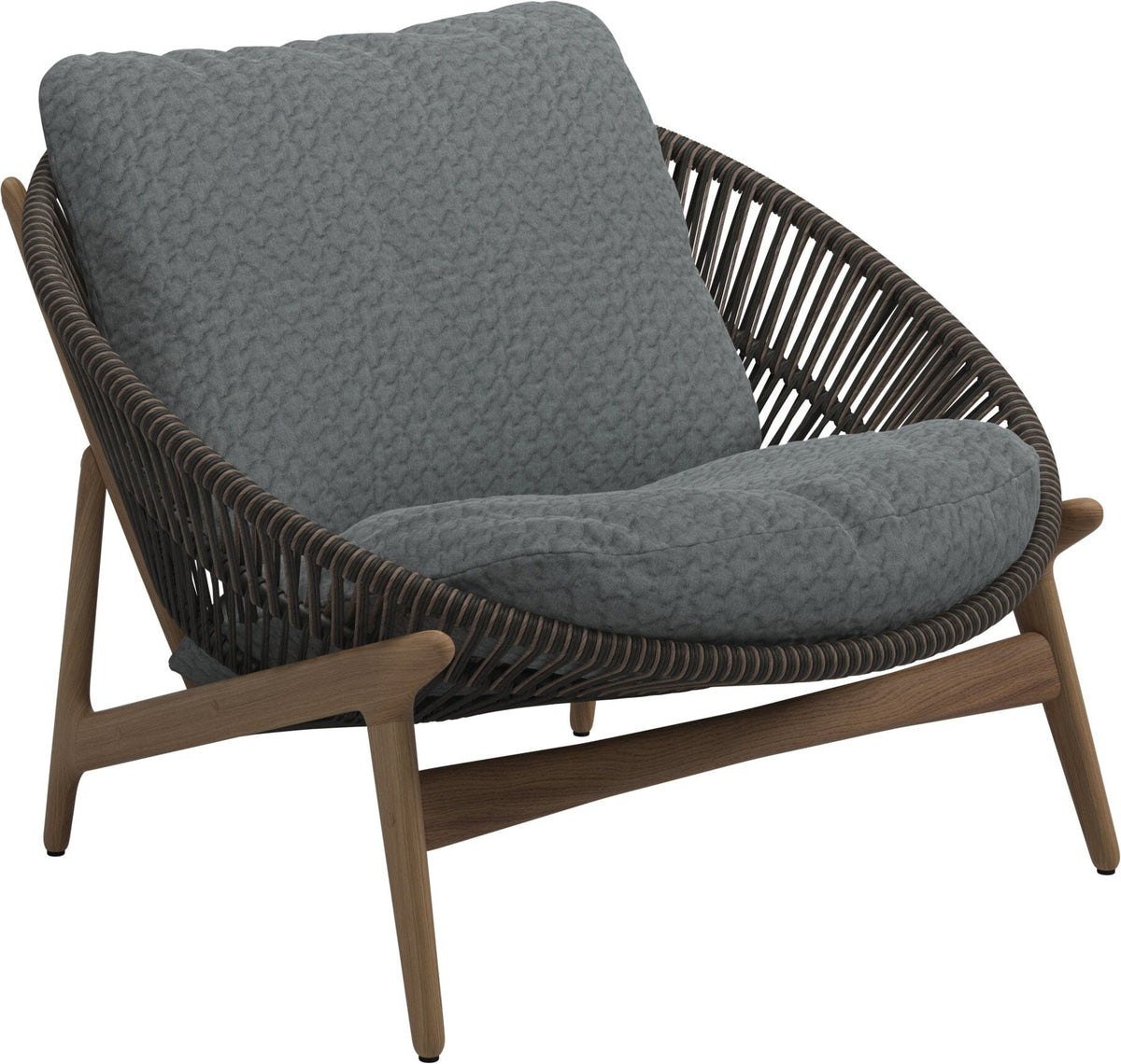 Gloster Bora Fauteuil bas Lounge Teck / Wicker Umber Grade D (ST) Wave Gravel 0159