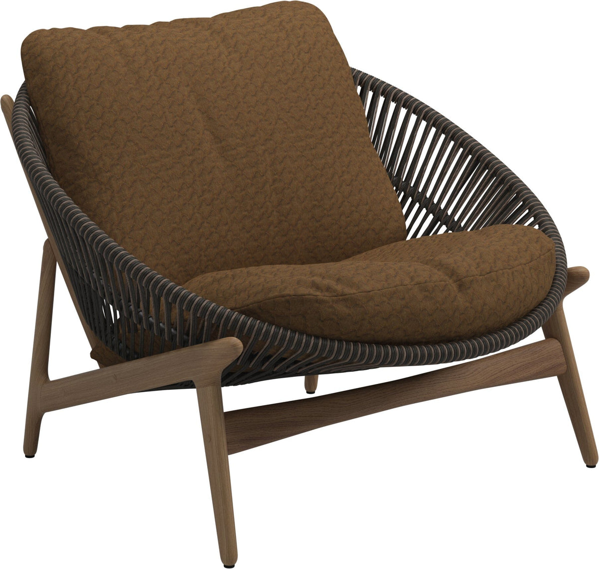Gloster Bora Fauteuil bas Lounge Teck / Wicker Umber Grade D (ST) Wave Russet 0127