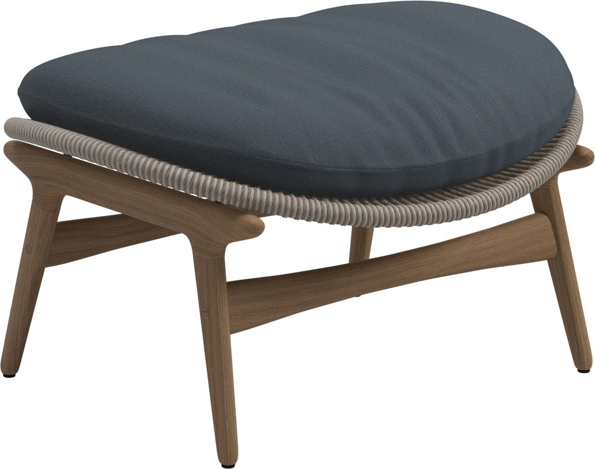 Gloster Bora Repose-pieds Ottoman Teck / Wicker Sorrel Grade D (ST) Tuck Denim 0157