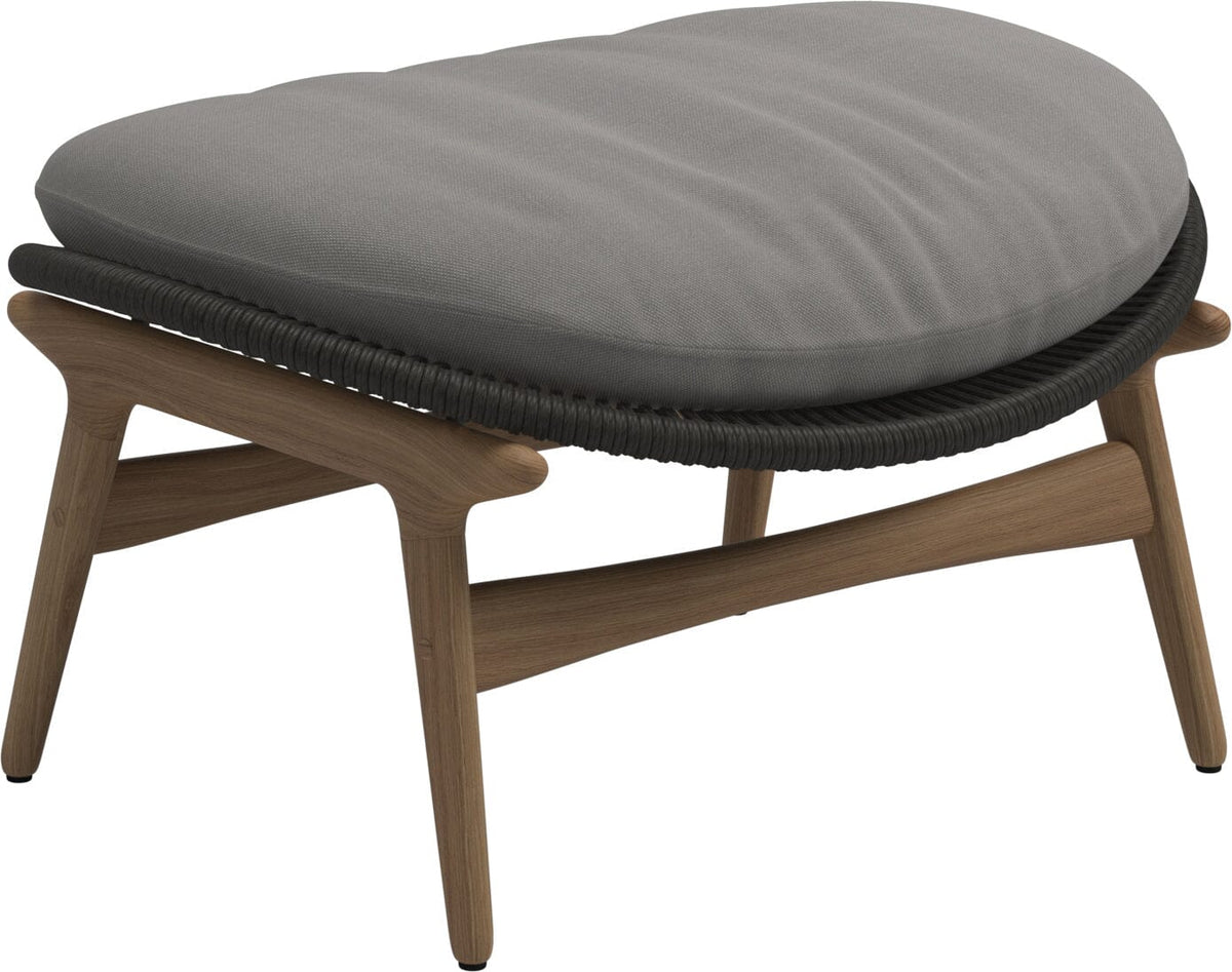 Gloster Bora Repose-pieds Ottoman Teck / Wicker Umber Grade B (OP) Fife Canvas Grey 0032