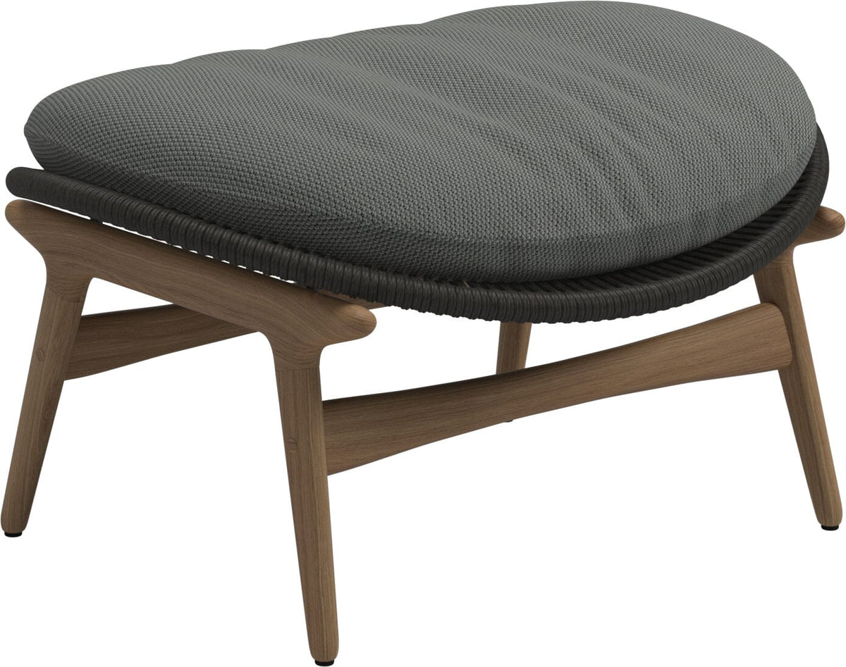 Gloster Bora Repose-pieds Ottoman Teck / Wicker Umber Grade C (OP) Lopi Charcoal 0132