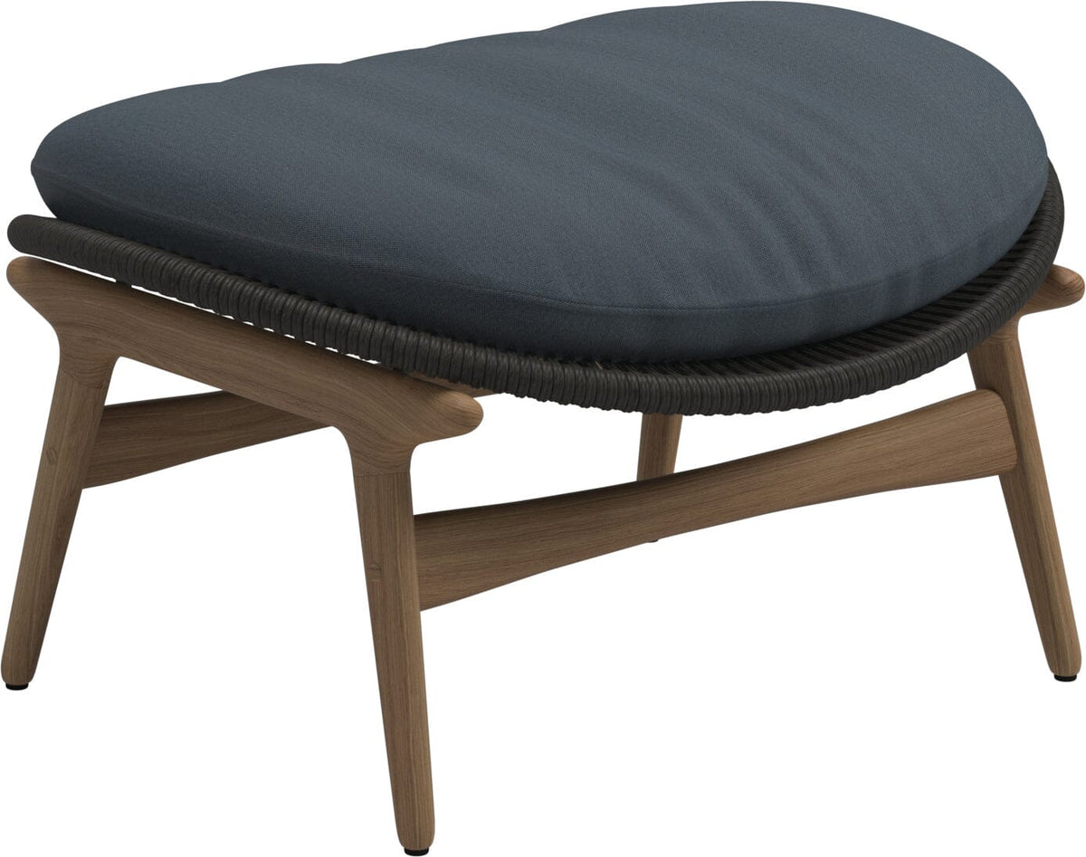 Gloster Bora Repose-pieds Ottoman Teck / Wicker Umber Grade D (ST) Tuck Denim 0157