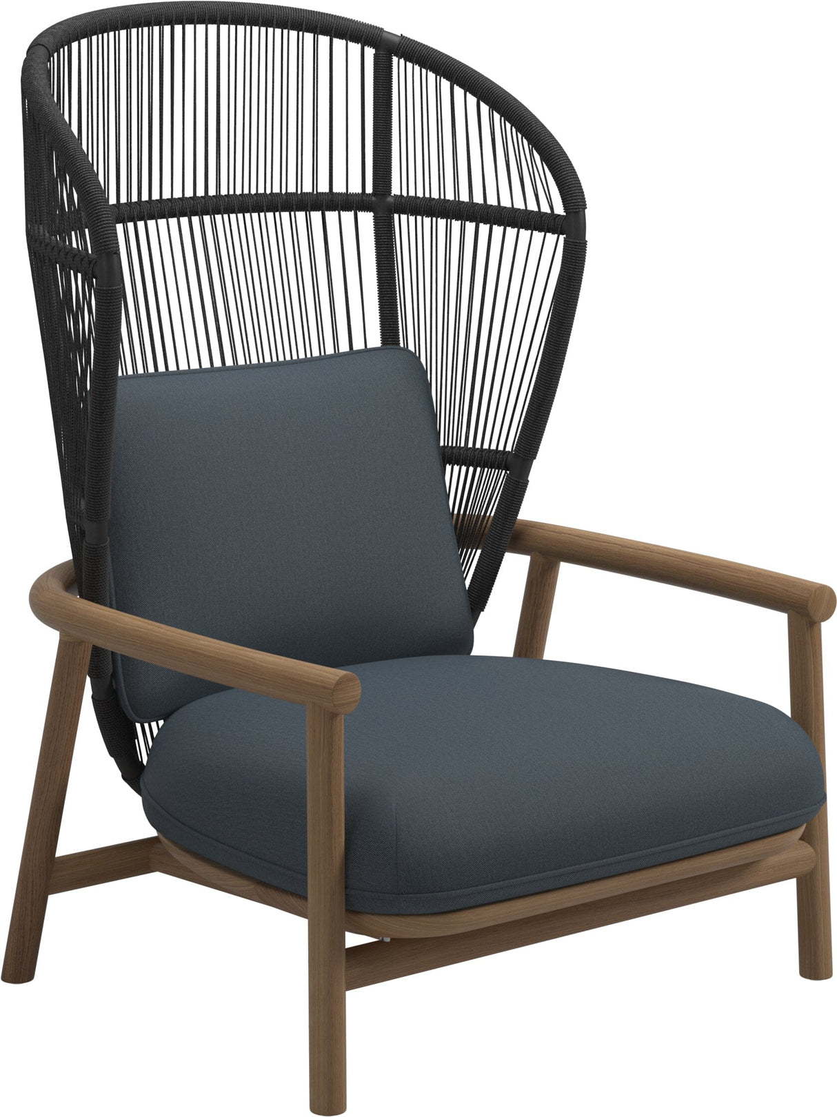 Gloster Fern High Back Fauteuil club - Lounge Chair Haut dossier Meteor / Raven Grade D (ST) Tuck Denim 0157