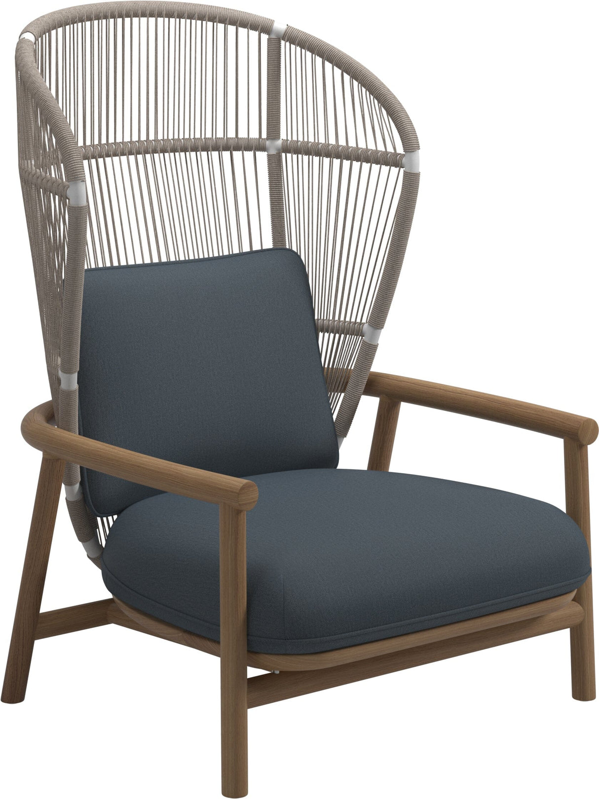 Gloster Fern High Back Fauteuil club - Lounge Chair Haut dossier White / Dune Grade D (ST) Tuck Denim 0157