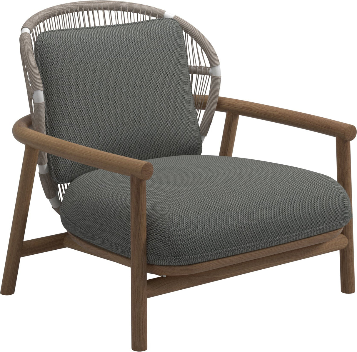 Gloster Fern Low Back Fauteuil club - Lounge Chair Bas dossier White / Dune Grade C (OP) Lopi Charcoal 0132