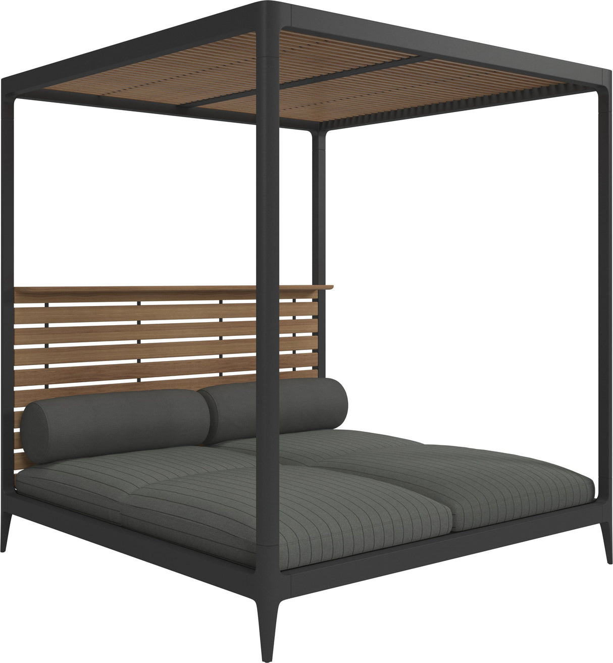 Gloster Grid Cabana avec Teak Back & Roof Meteor Grade B (OP) Pinstripe Coal 0160
