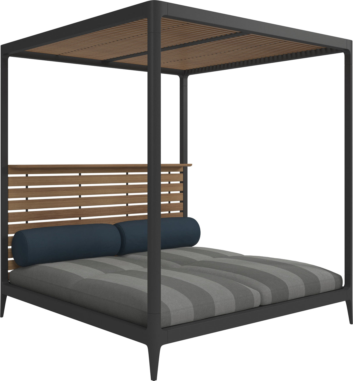 Gloster Grid Cabana avec Teak Back & Roof Meteor Grade B (OP) Poolside Smoke 0164