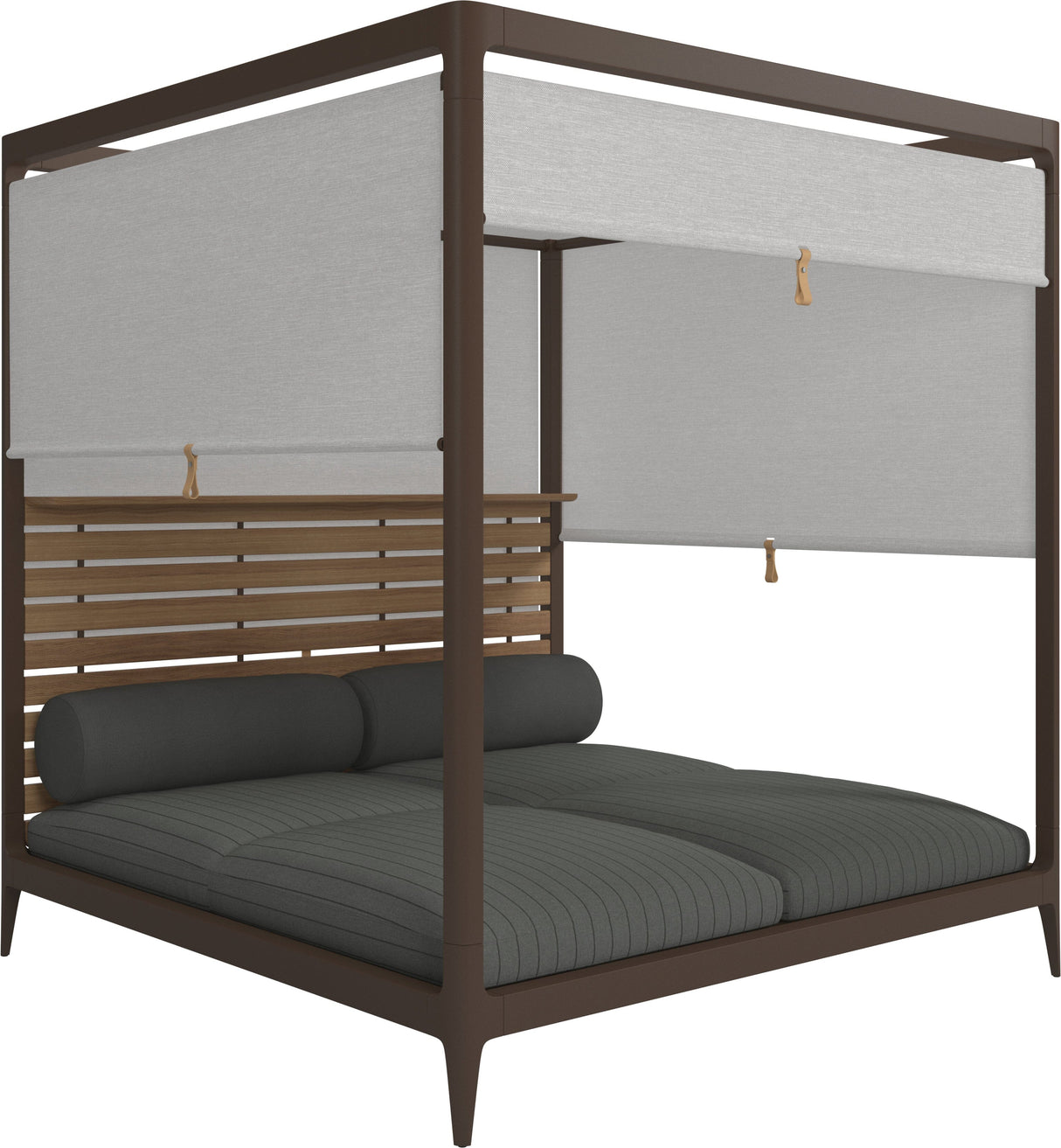 Gloster Grid Cabana avec Teak Back & Screens Java Grade B (OP) Pinstripe Coal 0160