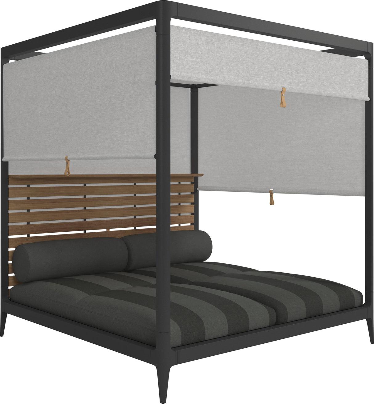 Gloster Grid Cabana avec Teak Back & Screens Metor Grade B (OP) Poolside Coal 0163