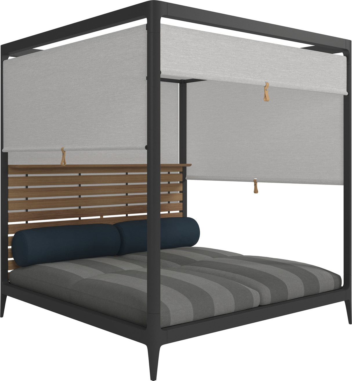 Gloster Grid Cabana avec Teak Back & Screens Metor Grade B (OP) Poolside Smoke 0164