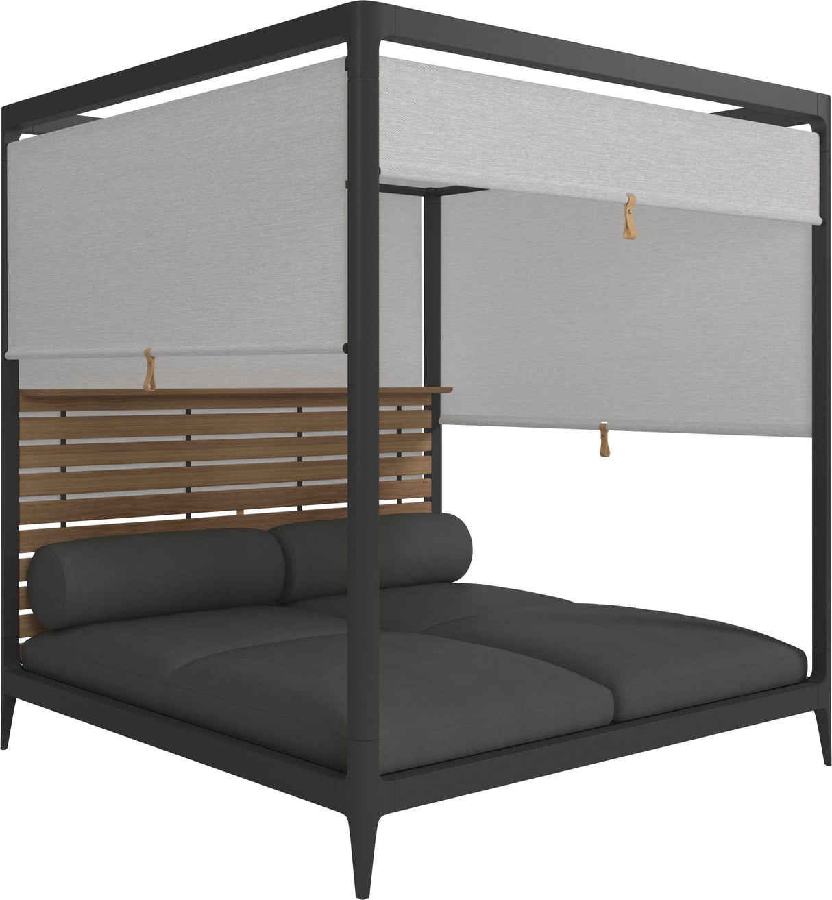 Gloster Grid Cabana avec Teak Back & Screens Metor Grade B (WR) Blend Coal 0144