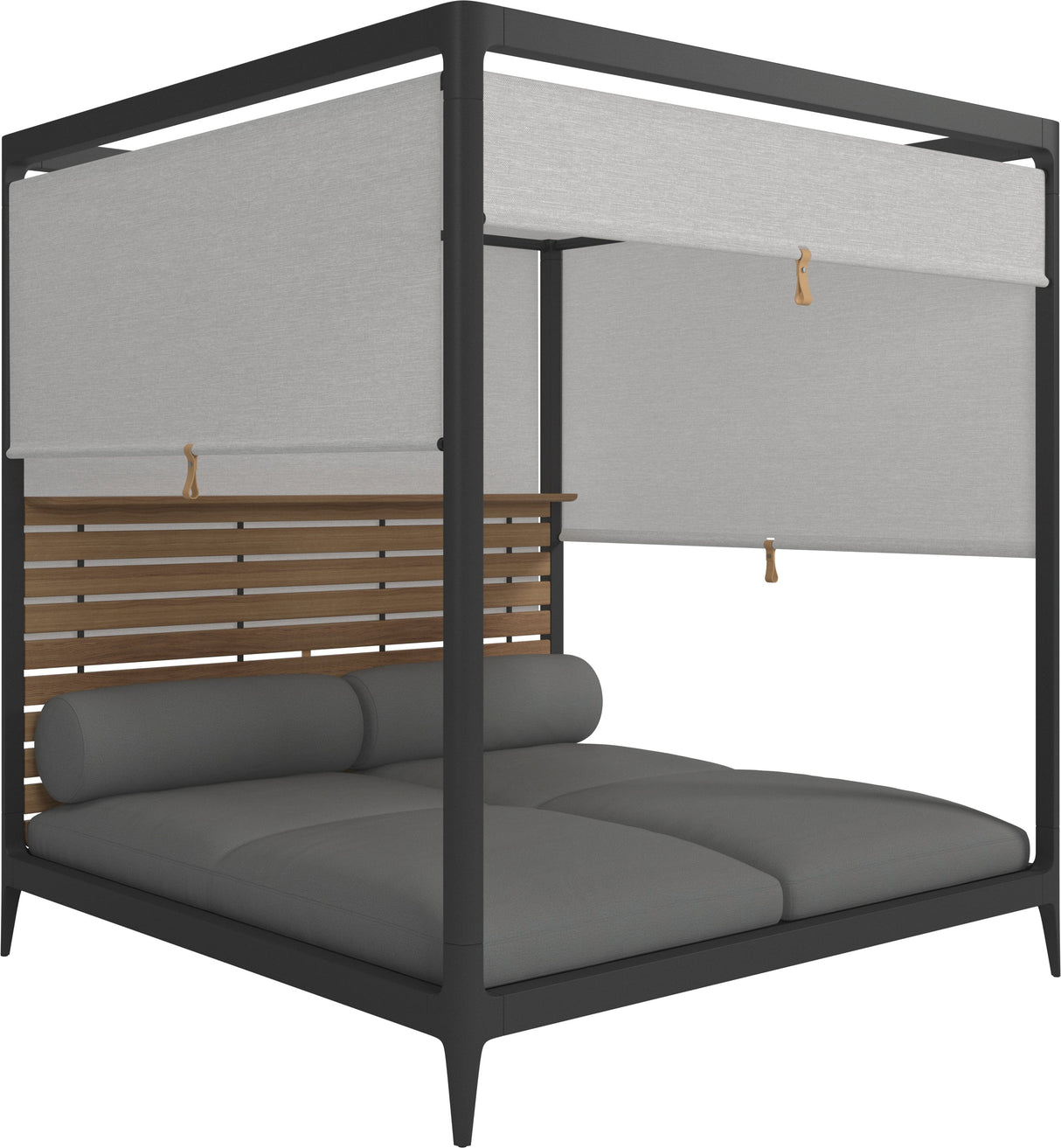 Gloster Grid Cabana avec Teak Back & Screens Metor Grade B (WR) Blend Fog 0145
