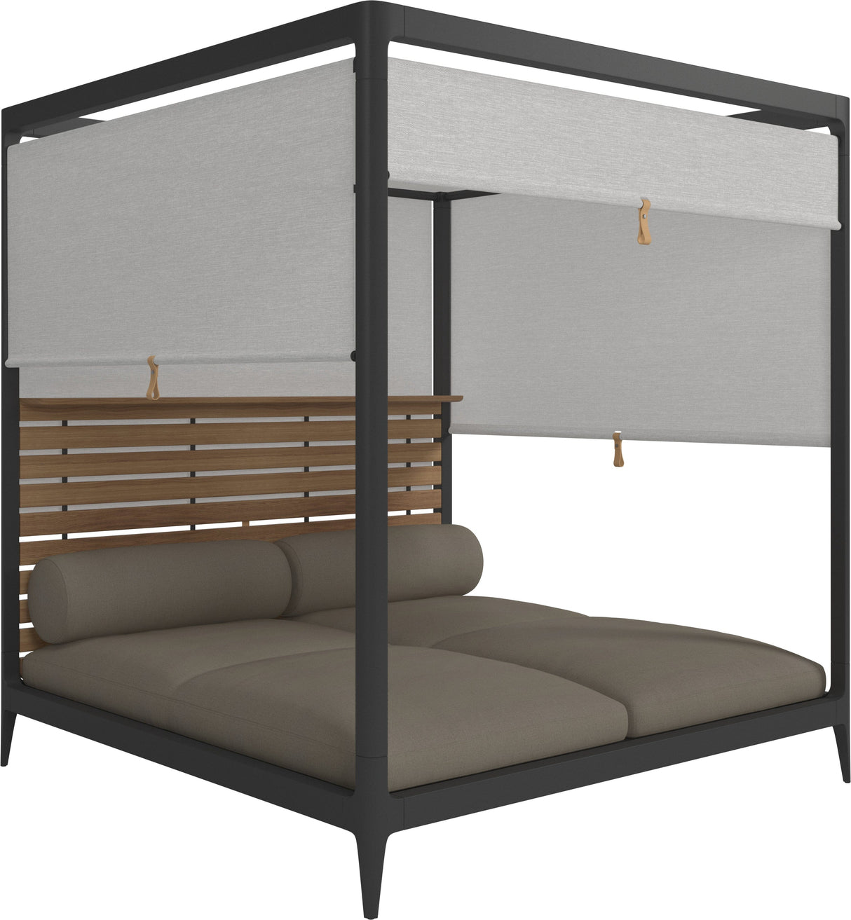 Gloster Grid Cabana avec Teak Back & Screens Metor Grade B (WR) Blend Latte 0203
