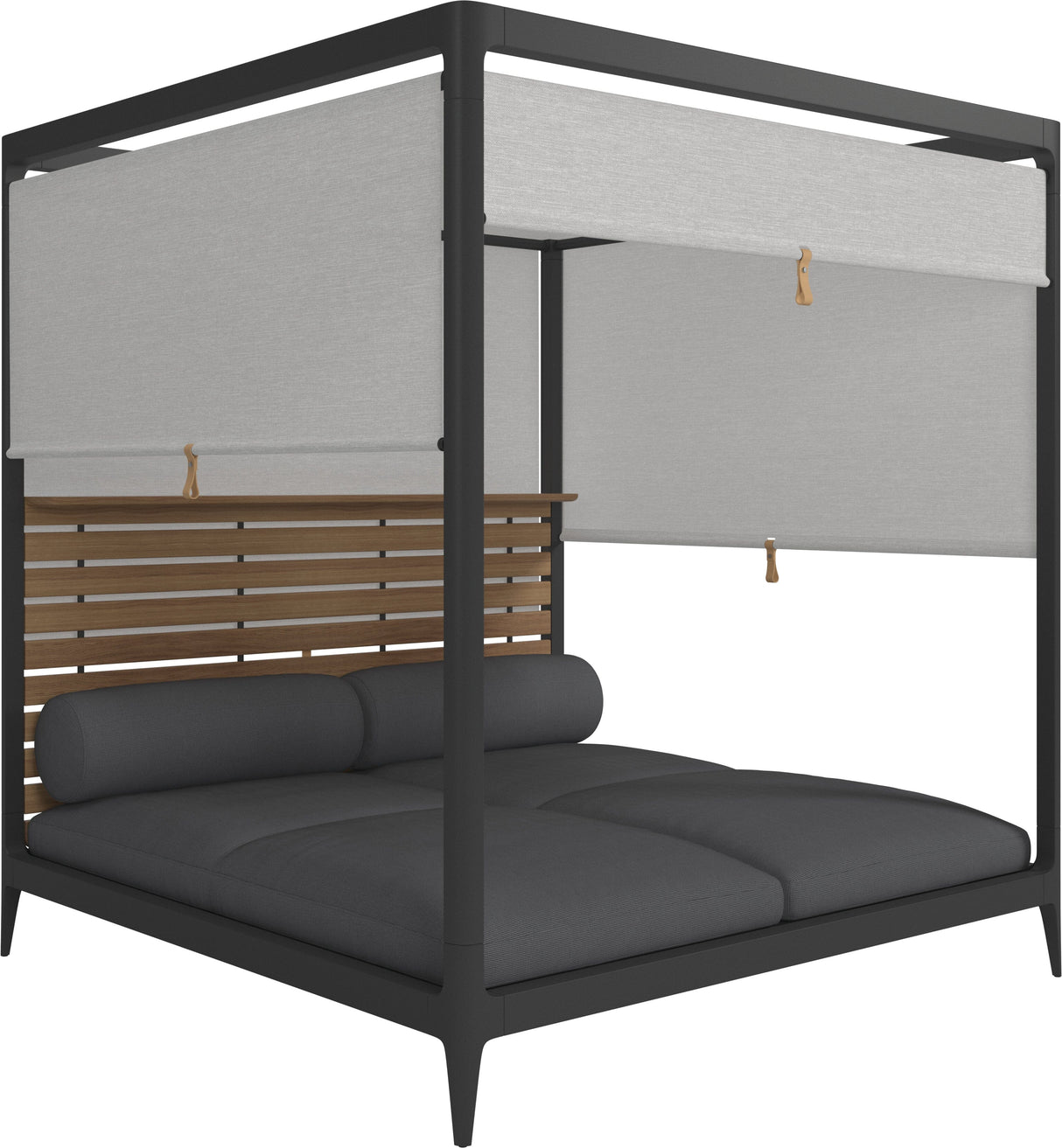 Gloster Grid Cabana avec Teak Back & Screens Metor Grade B (WR) Cameron Anthracite 0001