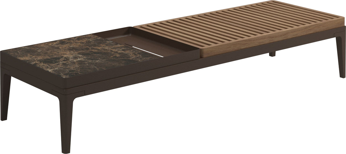 Gloster Grid Coffee Table - Table basse 151x50cm h:30cm - Teak & Ceramic Top Java / Teak / Emperor Ceramic Top