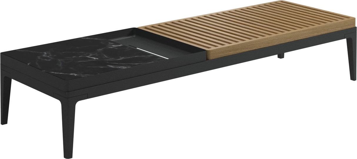 Gloster Grid Coffee Table - Table basse 151x50cm h:30cm - Teak & Ceramic Top Meteor /Teak / Nero Ceramic Top