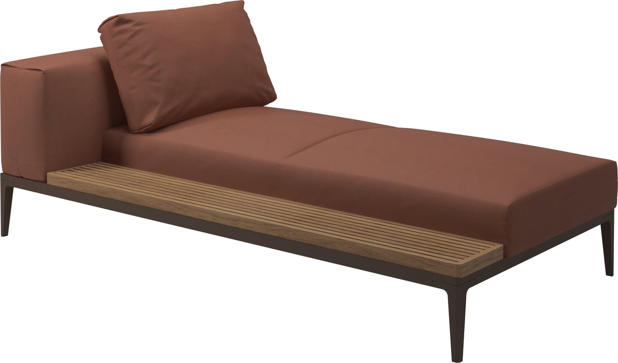 Gloster Grid Left / Right Chaise Unit - Teak Platform Java Grade B (WR) Blend Clay 0143
