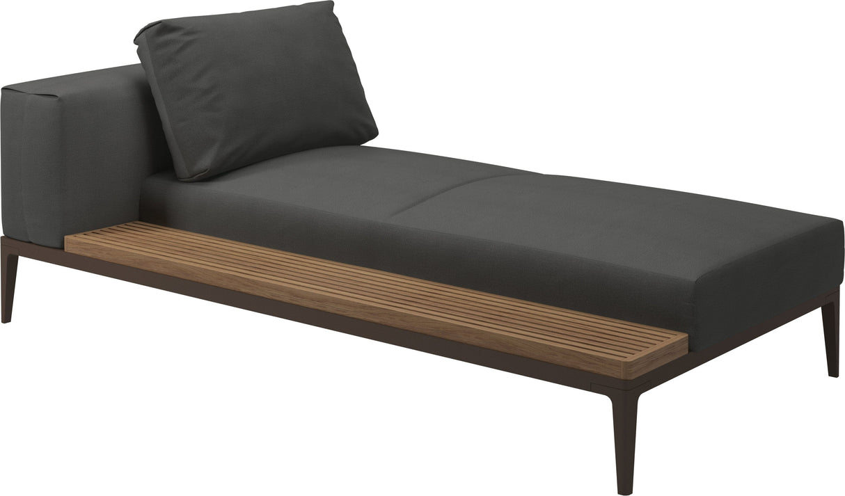 Gloster Grid Left / Right Chaise Unit - Teak Platform Java Grade B (WR) Blend Coal 0144